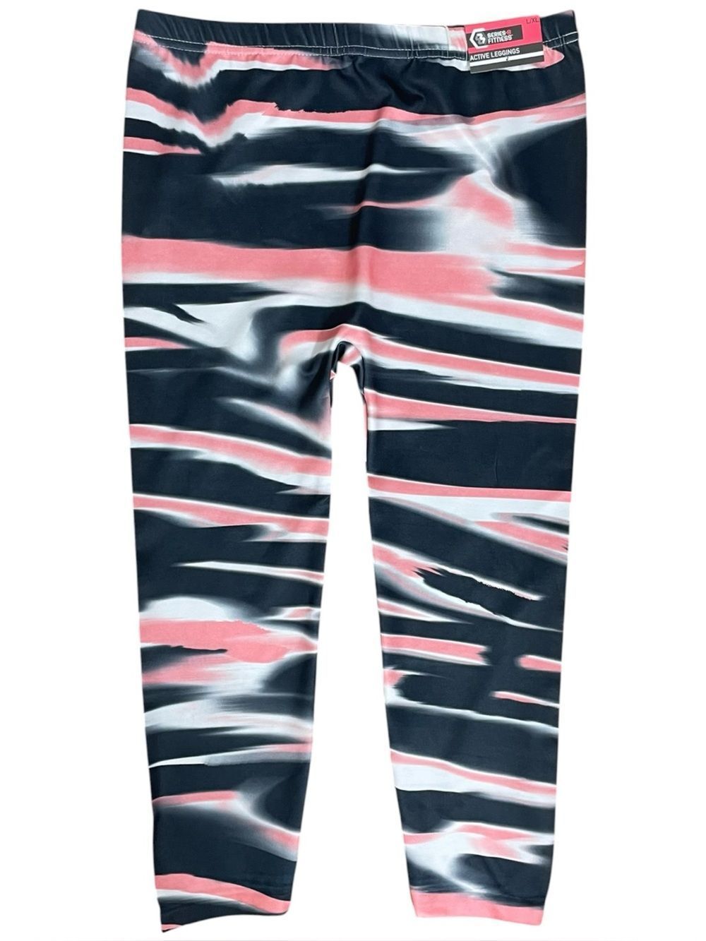 Series 8 Fitness Active Leggings Pink Black Abstract Print L/XL